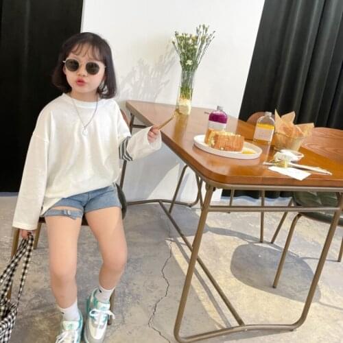2021 Summer Girl Shorts Personality Irregular Cotton Children Elastic Fashion Denim Shorts leggings girl 7-12y