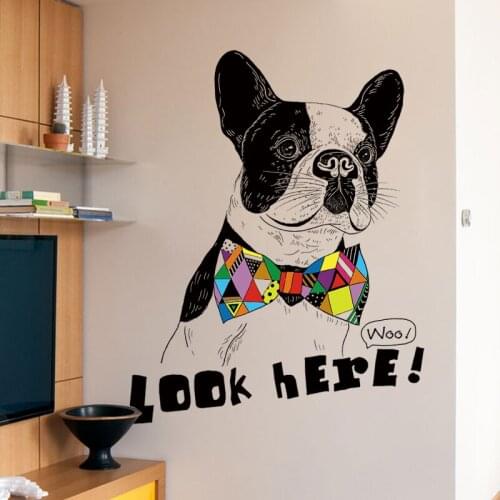 Cartoon Frenchie Dog Wall Sticker Animal Decals Living Room Bedroom Girl Boy Decoration DIY Home Decor
