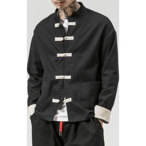 2019 Japan & Korea Men Jacket Pocket Black Solid Bomber Jacket Male Harajuku Button Men Clothing