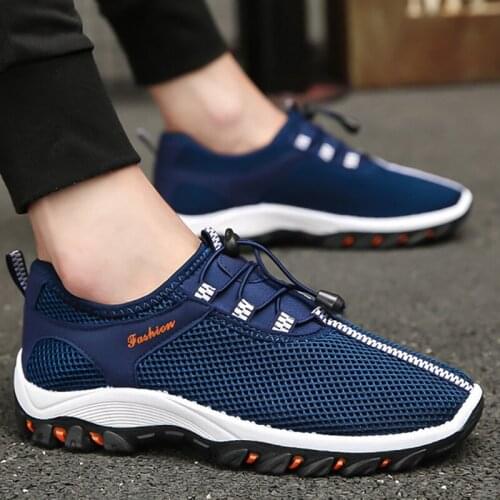 Elastic Waterproof Shoes Men Air Mesh Breathable Men Casual Shoes Sneakers Mans Safety Male Shoes Work Safety Hard- Wearing