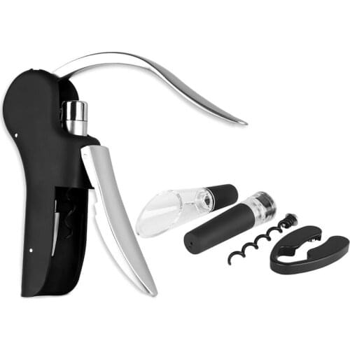 Wine Opener Set -5 In 1 Premium Wine Bottle Opener Kit - Manual Wine Opener Corkscrew Set - With Foil Cutter And Replacement Cor