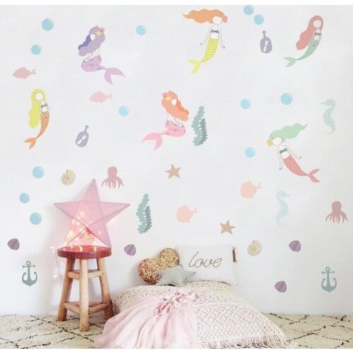 Funlife Glass Stickers Stickers Mermaid Sea World Home Decoration Stickers