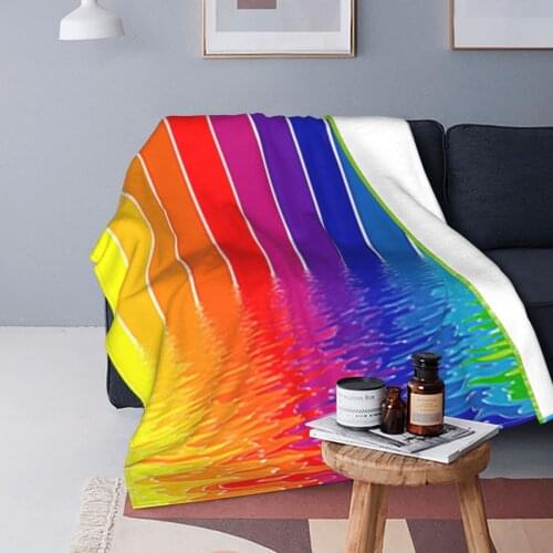 Rainbow Pattern Blanket Coral Fleece Plush Winter Colorful Multi-function Warm Throw Blankets for Bedding Couch Rug Piece