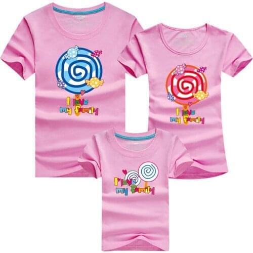 Mom and Daughter Matching Clothes T Shirts 9 Colors Summer Family Matching Clothes Mom & Dad & Son & Daughter Cartoon Outfits