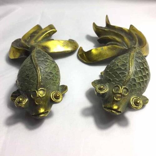 One Pair Pure Copper Goldfish Ornaments Small Goldfish Decorative Articles Means Rich in China