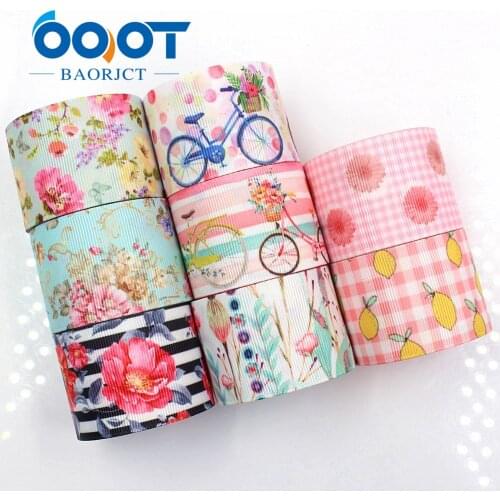 OOOT BAORJCT G-18927-1240,38 mm 10 yards flower Ribbons Thermal transfer Printed grosgrain,Holiday decoration DIY materials