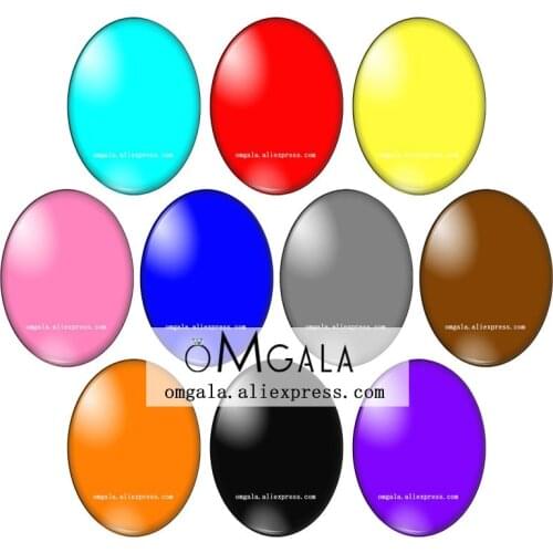 New Solid color background Red Pink Black Purple 13x18mm/18x25mm/30x40mm Oval photo glass cabochon flat back Making findings