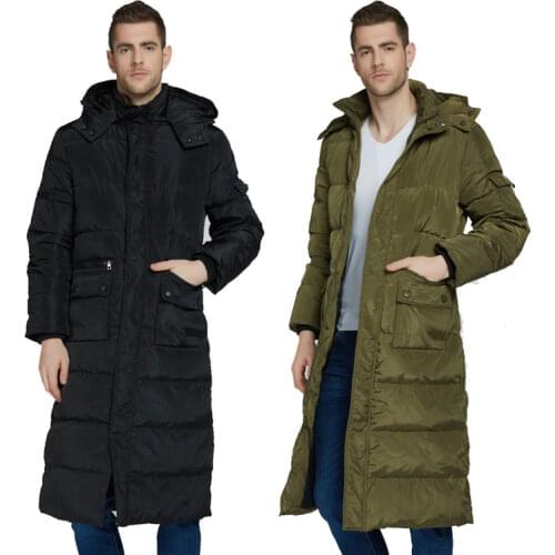 2018 New Winter jacket Mens long Over the Knee Hooded thick section Warm Hooded park jacket Detachable collar Cold Coat
