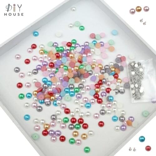 100 Sets Semicircle Imitation Pearl Rivets DIY Craft Supplies Leather/Clothes/Bag Decor Bead Spikes Half Round Pearls Studs 8mm