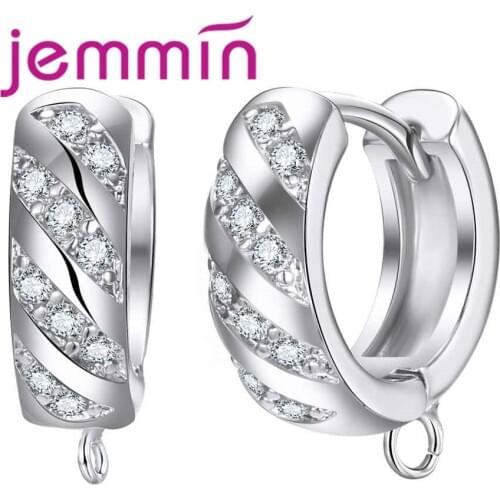 Prevailing Solid 925 Sterling Silver Good Selling Cubic Zirconia Earrings Hoop For Women Ladies Present Jewelry Crystal