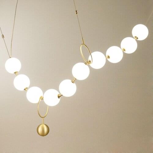 Postmodern Loft Glass Ball Pendant Lamp For Restaurant Hall Led Lights Suspension Light Fixtures
