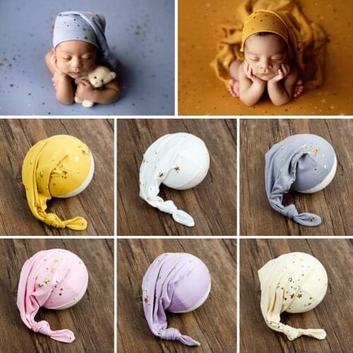 Newborn Baby Cotton Hat Photography Props Muslim Style Baby Beanie Hats With Gilding Star Photo Studio Photography Props Cap