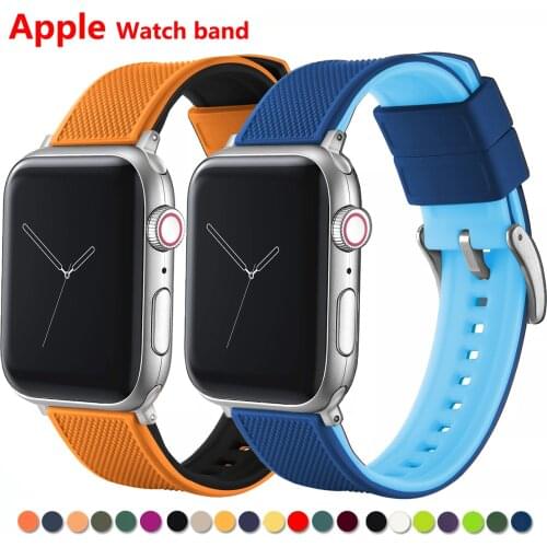 Silicone Strap For Apple Watch Band 44mm 40mm iwatch 42mm 38mm Rubber watchband iWatch Belt Bracelet Apple Watch 4 3 5 6 SE