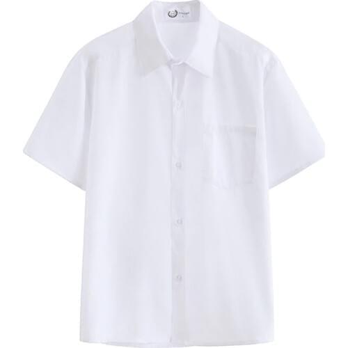 Hot Korean Boys School Uniform College Wind Jk Shirt Summer New V-neck Short Sleeve Work Uniform Student Tops Loose White Shirt