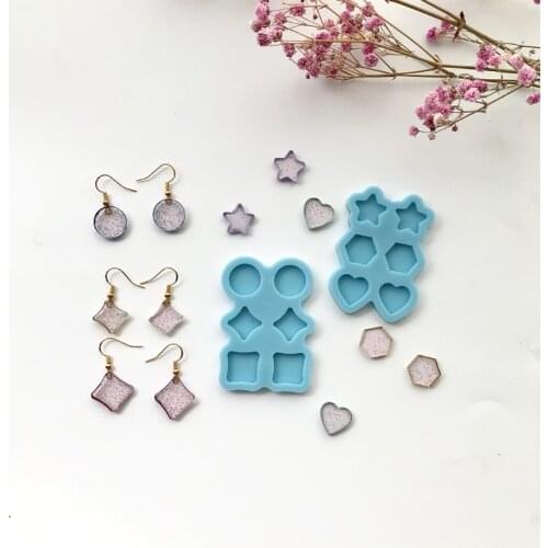Multi-combination Diamond Ear Studs Earrings Epoxy Resin Mold Jewelry Pendant Casting Silicone Mould DIY Crafts Mold