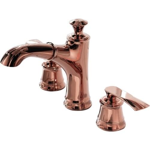 Rose Gold Bathroom Basin Faucet Brass Widespread Sink Mixer Tap Hot & Cold Pull Out Lavatory Crane Vessel Dual Handle Chrome