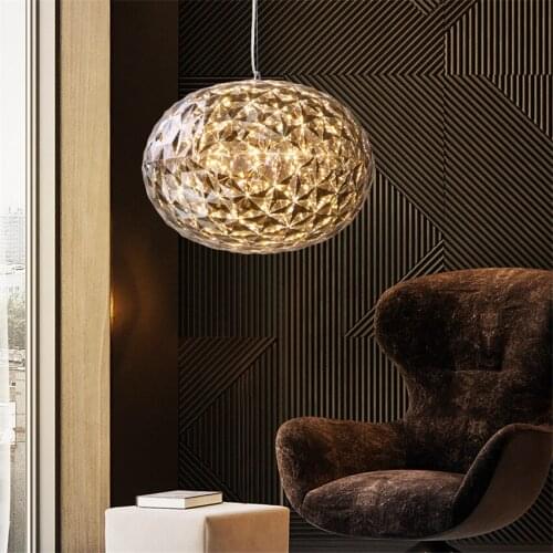 Modern Diamond Acrylic Electroplating Pendant Lights Restaurant Living Room Dining Lamp Bedroom Spherical Hanging Light Fixtures