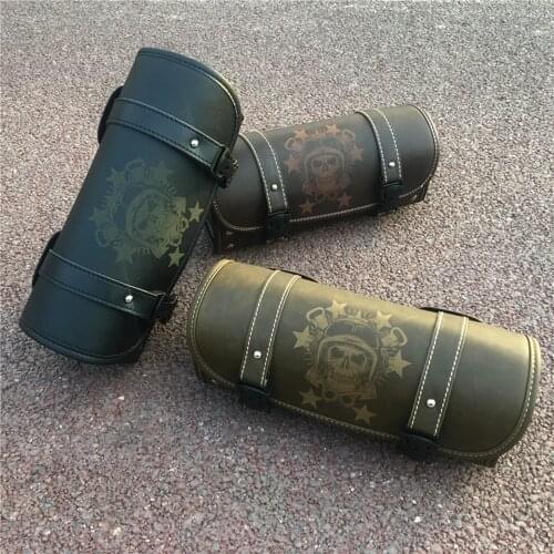 Motorcycle Fork Tool Bags Storage Leather Travel Pouch Front Luggage Bag For Harley Sportster XL Touring Softail Dyna Road King
