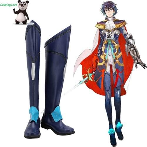 Tokyo Mirage Sessions FE Itsuki Aoi Mirage Master Blue Shoes Cosplay Long Boots Leather Custom Made For Christmas Halloween