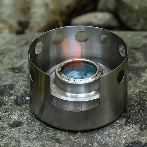 Outdoor Windproof Alcohol Stove Stainless Steel Camping Portable Boiler Heater Hiking Ultralight Metal Cooking Furnace