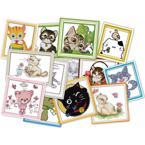 Everlasting Love Different Kinds Of Cats Cross Stitch Kit Ecological Cotton Cross Stitch 11CT DIY Christmas Decorations For Home