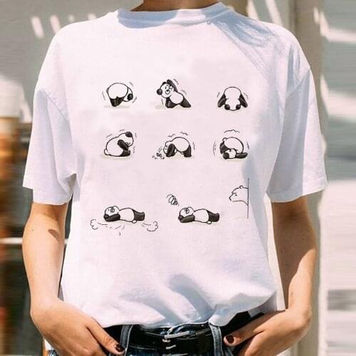Women Graphic Printing Clothing 90s Face Panda Cartoon Animal Short Sleeve Lady Print Female Clothes Tops Tees Tshirt T-Shirt