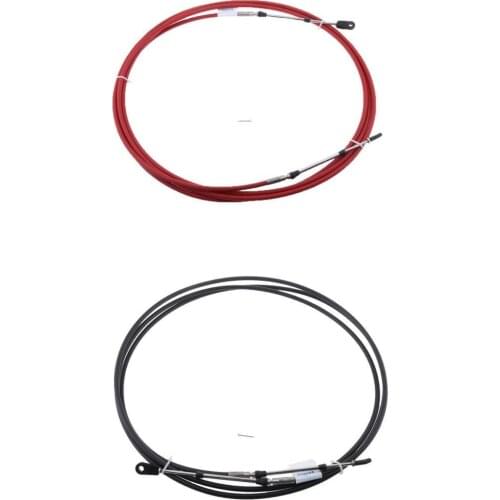 2Pcs Red & Black Universal Shift Throttle Cable for Yamaha Outboard Boat Control Lever - 14Ft