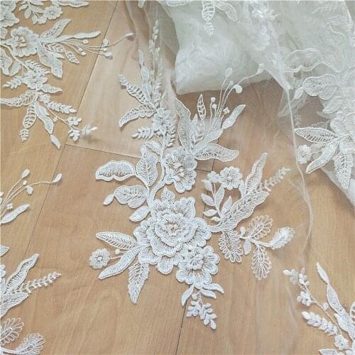2021 new design luxury wedding dress fabric embroidery cotton lace fabric diy accessories for wedding dress