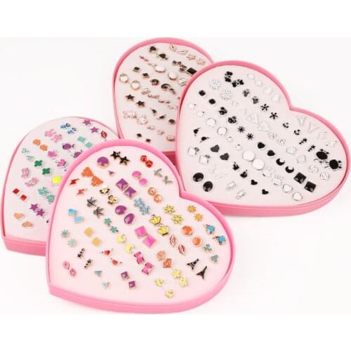 36 pairs Cartoon Hypoallergenic Plastic Stud Earrings Set For Women Girl Trendy Wedding Christmas Gifts Jewelry