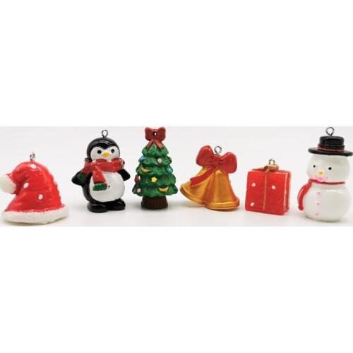 4pcs 3D Resin Christmas Tree Decorations Hanging Pendant Keychain Earrings Snowman Christmas Ornaments