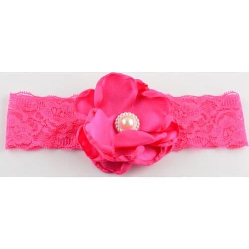 60 pcs/lot , 3.15 inch Burned Petal Flower Lace Headband Pearl Center