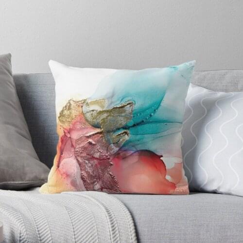Abstract Dragons, Alcohol Ink Painting Throw Pillow Cushion Cover Polyester Throw Pillows Case On Sofa Home Car Seat Decor
