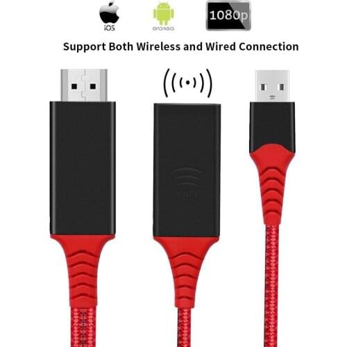 USB to HDMI Adapter, WiFi Wireless Display Dongle Cable for iOS/Micro USB/Type C Phone Tablet to TV/Projector/Monitor