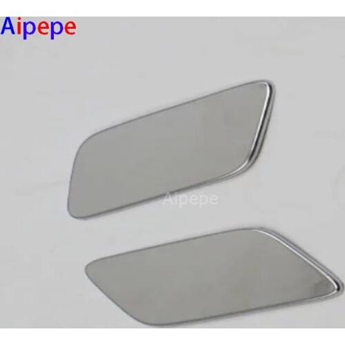 Car Front Headlight Sprinkler Head Light Lamp Water Spray Cover Trim ABS Chrome 2PCS For Audi Q7 2016 2017 2018