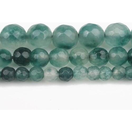 4/6/8/10/12mm Natural Facted Green Chalcedony Stone Beads for Diy Bracelet Accessories Jewellery Making 15 Inch