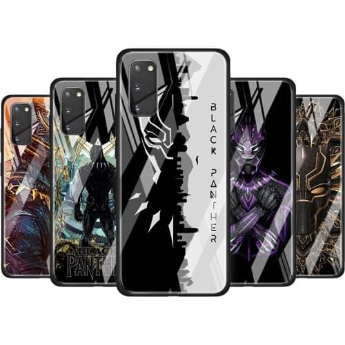 Black Panther Art Tempered Glass Cover For Samsung Galaxy S20 S10 S9 S8 S10E FE Ultra Plus Lite 5G Phone Case