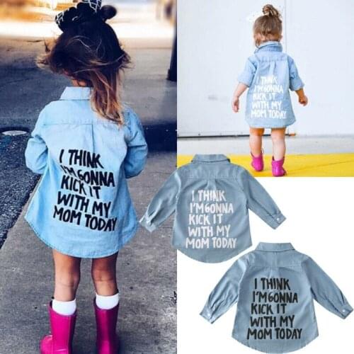 Toddler Baby Girl Winter Clothes Autumn Winter Long Sleeve Denim Tops Long Sleeve Shirt Children Letter Pattern Warm Coat Blouse