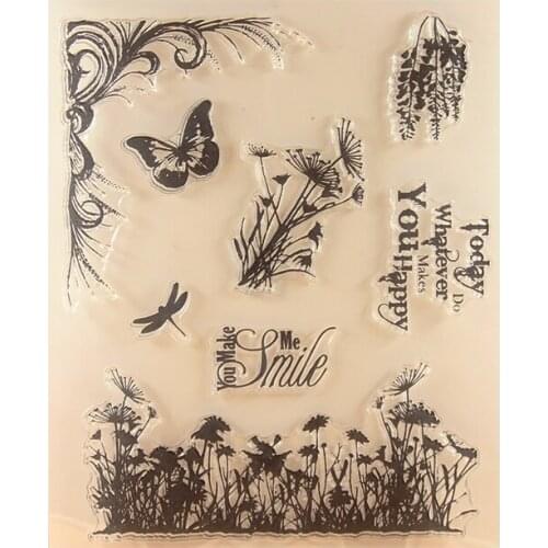 DIY Scrapbooking Albums Butterfly Grass Sale Stamp/Seal Transparent DIY Silicone Seal/Stamp Decorative Sheets Arts Crafts Sewing