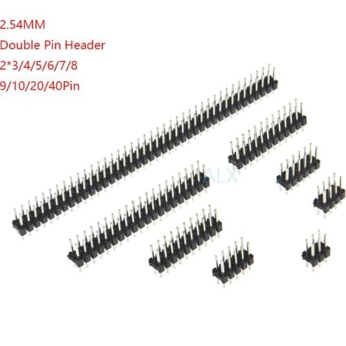 10PCS dip 2*2/3/4/5/6/7/8/9/10/12/16/20/40/ PIN double row PIN HEADER 2.54MM PITCH MALE Strip Connector 2X/6/8/10/20