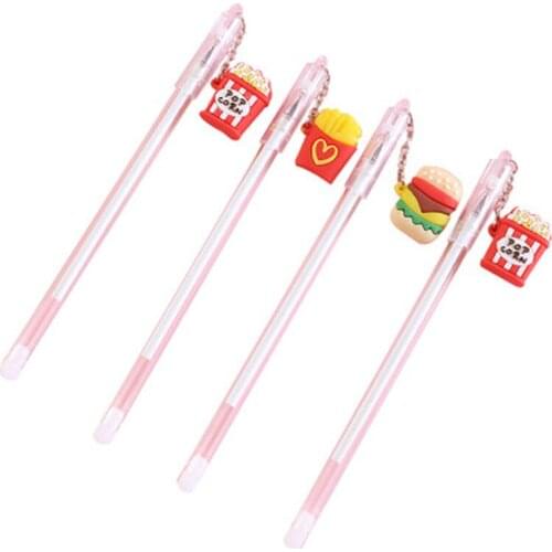 Hamburger Gel Pens Stationery 0.5mm Kawaii Pen Student Cute Pens Novelty Black Gel Pen Kawaii Stationery Kawaii School Supplies