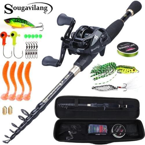 Sougayilang 1.8-2.4m Fishing Rod Reel Combos Fishing Rod and 12+1BB Casting Reel Fishing Carrier Bag Case Fishing Accessories