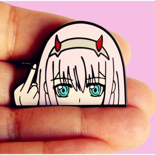 Kawaii Cartoon Darling In The Franxx ZERO TWO 02 Enamel Brooch Pin Backpack Hat Lapel Pins Badges Fashion Jewelry Accessories