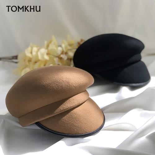 Fashion High Quality Beret Cap Women Brim Covering Flapper Style Wool Cap Women Thick Warm Winter Hat Street Visor Newsboy Hats