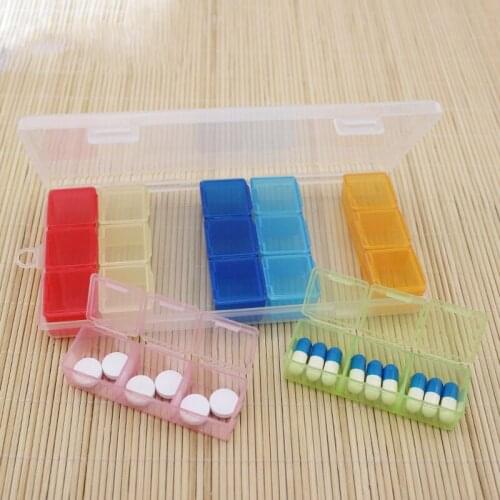 Colorful 21-divided small medicine box One-week memo with medicine box Transparent plastic small object storage box