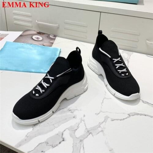 Fashion Causal Shoes Women 2021 Luxury Lace Up Chunky Heels Sneakers Women Runway Ladies Flat Trainers Shoes zapatillas mujer