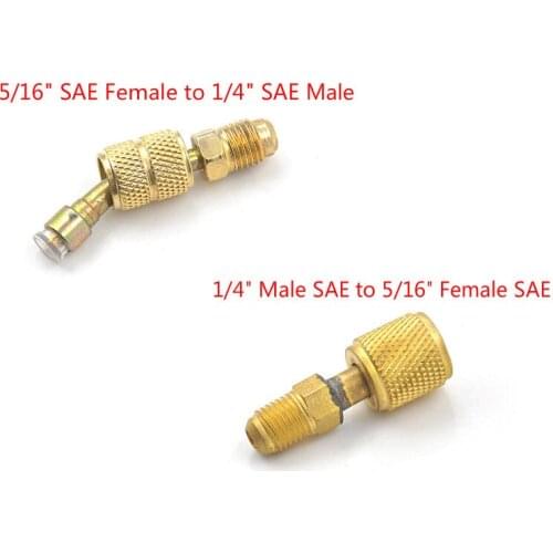1pc Brass Air Conditioners Adapters R410a Adapter Fitting 1/4" Male To 5/16" SAE Female Charging Hose To Vacuum Pump
