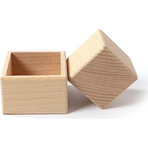 Montessori Articles Wooden Cube W/ Box Natural Teether Sensorial Toys for Baby 12-15Months Hand-Eye Coordination Exercises