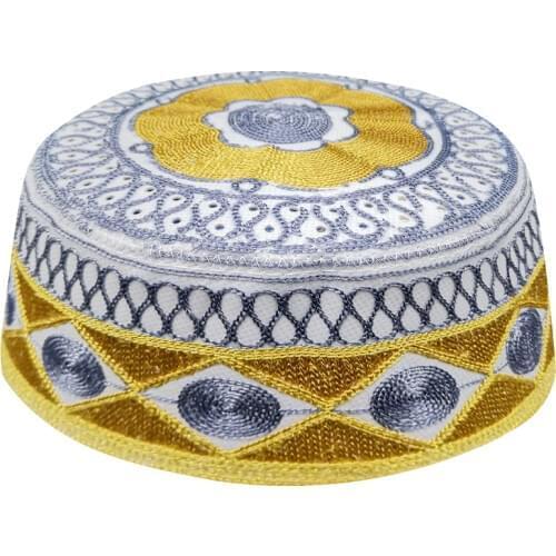 Men Arab Caps Kidouch Yellow Gray Islamique Chapeau Hats Muslim Nigerian Traditional Gorro Turco