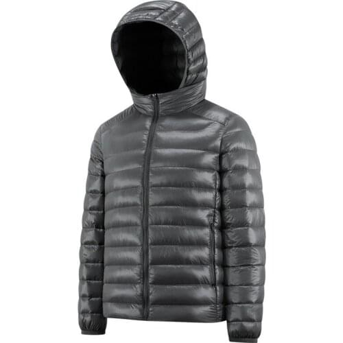 Mens Down Jacket Winter Warm Light Hooded Coat Solid Color Quilting Outwear Unisex Down Jacket Male Female Clothes