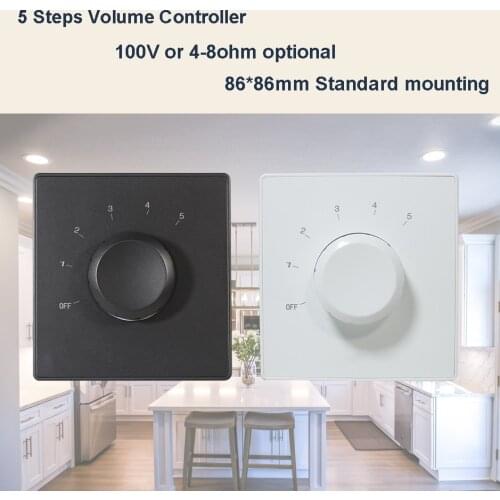 In Wall Stereo Speaker Volume Control Knob with Impedance Matching Smart Home Rotary Volume Controller